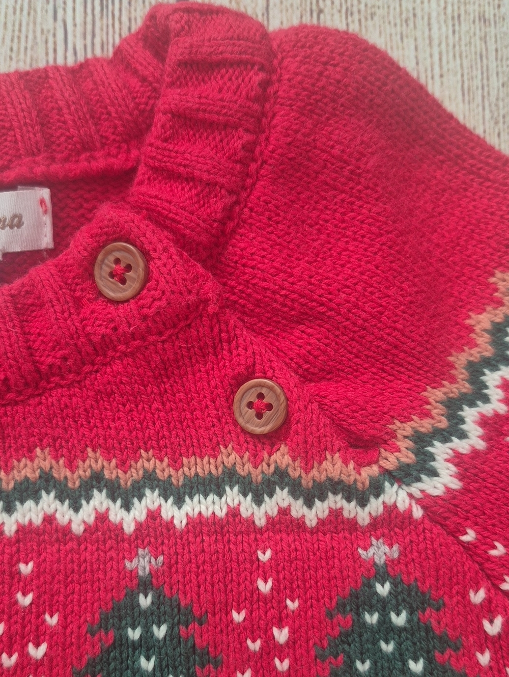 Tommy Bahama Kids Red Fair Isle Christmas Tree Sweater 4T Cotton Blend - Picture 5 of 9